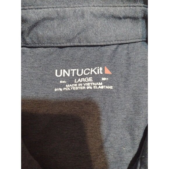 UNTUCKit Polo Shirt Adult Large L Dark Blue Short Sleeve Performance Golf Mens - Picture 8 of 10